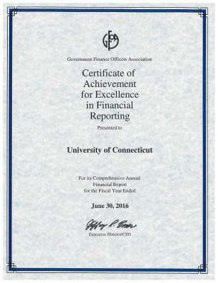 Certificat of Achievement for Excellence in Financial Reporting 6-30-16